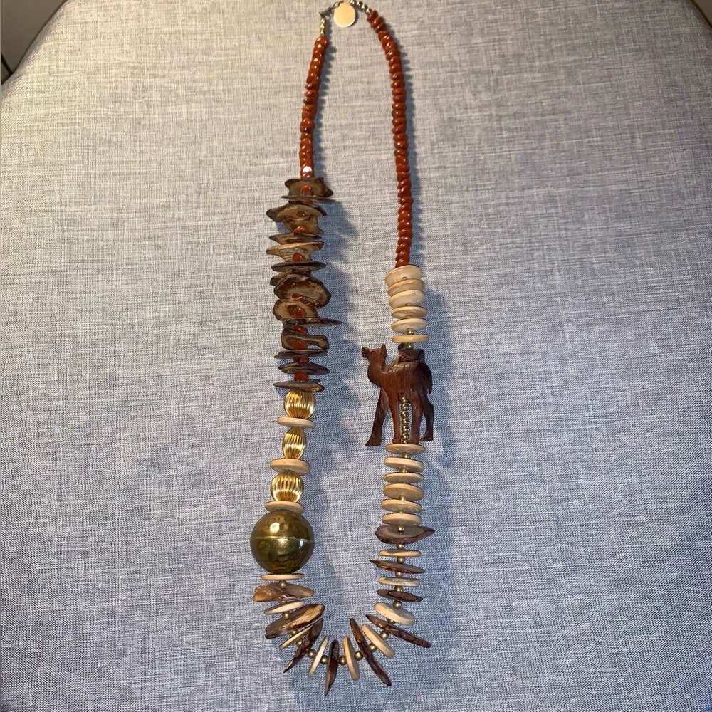 Handcrafted Brown and Tan Beaded Necklace•NEW!